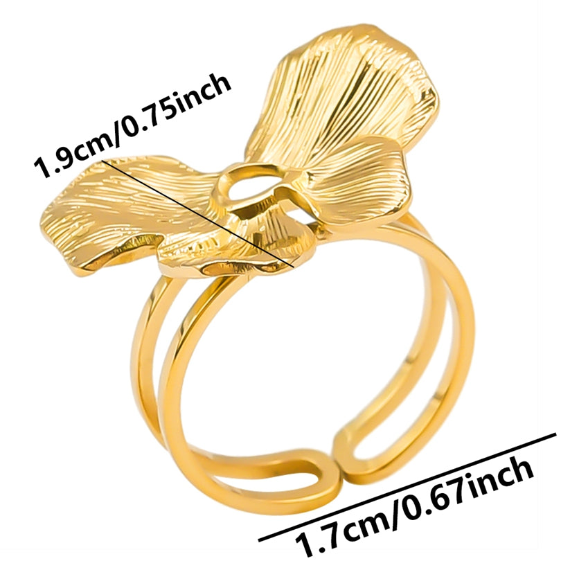 Ig Style Simple Style Flower Stainless Steel Plating 18k Gold Plated Open Rings