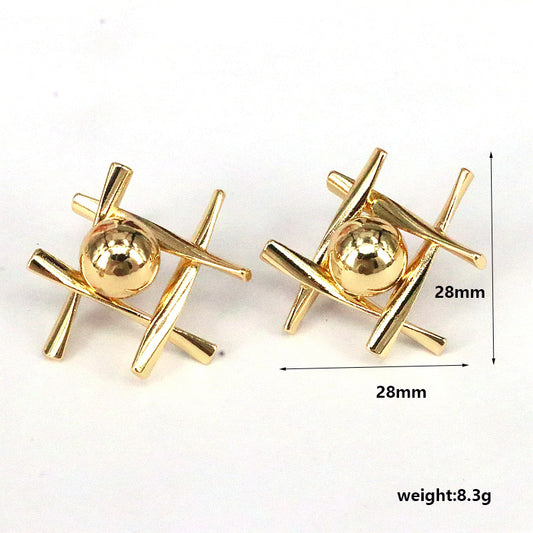 1 Pair Casual Simple Style C Shape Rhombus Plating Copper 18k Gold Plated Ear Studs