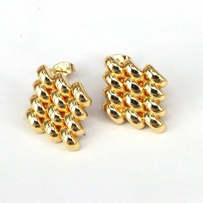 1 Pair Casual Simple Style C Shape Rhombus Plating Copper 18k Gold Plated Ear Studs