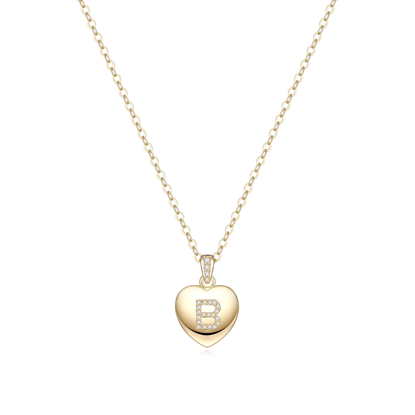 Simple Style Letter Heart Shape Copper Plating Zircon 14k Gold Plated Pendant Necklace