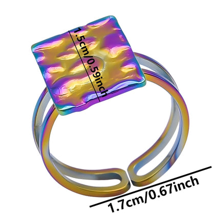 Retro Square Stainless Steel Plating 18k Gold Plated Rings