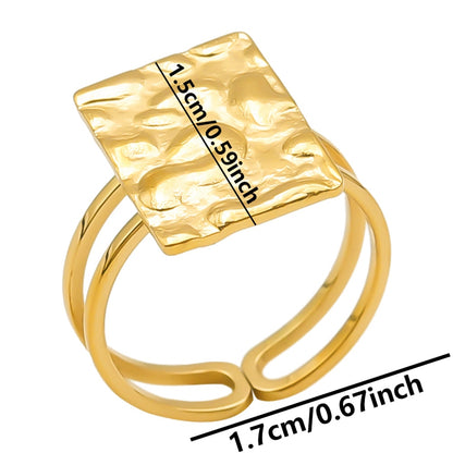 Retro Square Stainless Steel Plating 18k Gold Plated Rings