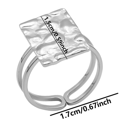 Retro Square Stainless Steel Plating 18k Gold Plated Rings