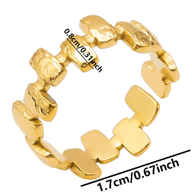 Retro Geometric Stainless Steel Plating 18k Gold Plated Rings