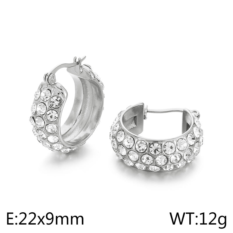 1 Pair Simple Style Round Plating Inlay Stainless Steel Zircon Gold Plated Earrings