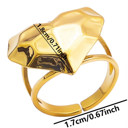 Simple Style Heart Shape Stainless Steel 18k Gold Plated Open Rings