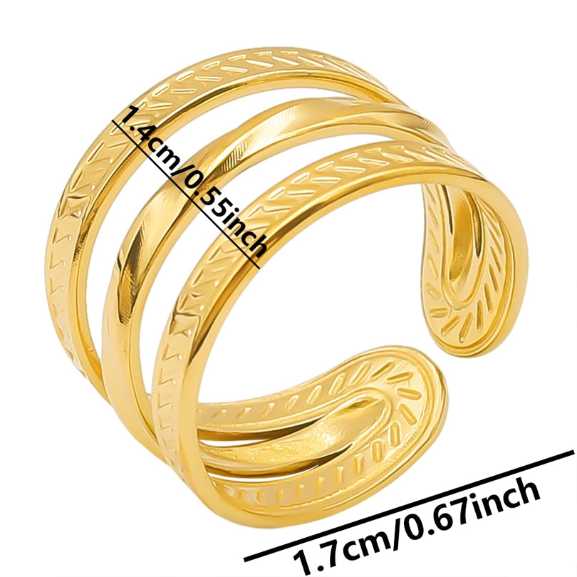 Simple Style Circle Stainless Steel Layered 18k Gold Plated Open Rings