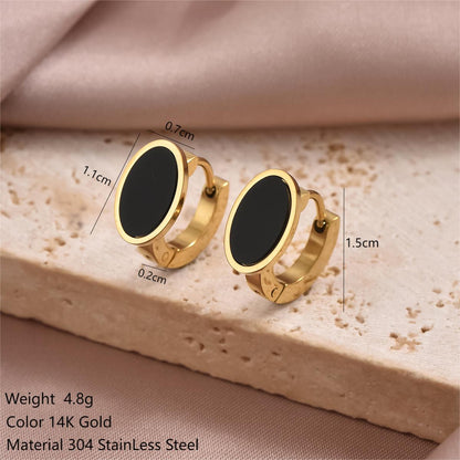 1 Pair Simple Style Commute Round Oval Heart Shape Irregular Plating Inlay Stainless Steel Shell 14k Gold Plated Earrings