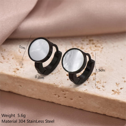 1 Pair Simple Style Commute Round Oval Heart Shape Irregular Plating Inlay Stainless Steel Shell 14k Gold Plated Earrings