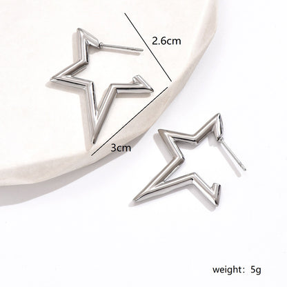 1 Pair Simple Style Classic Style Star Leaves Heart Shape Pleated Stainless Steel Earrings Ear Studs