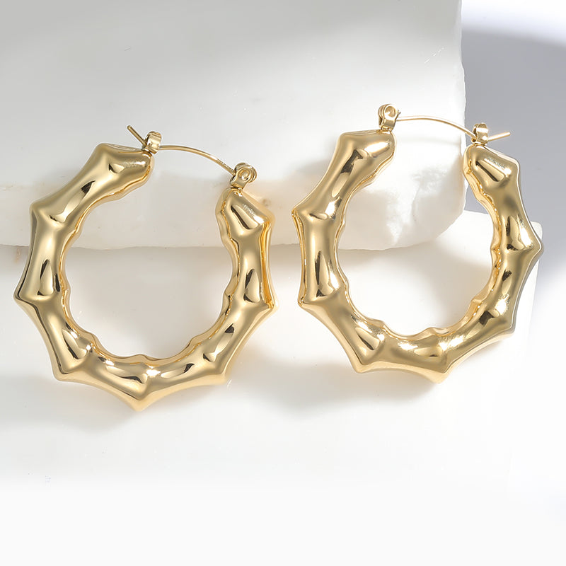 1 Pair Simple Style Solid Color Polishing Plating Stainless Steel Hoop Earrings