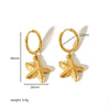 1 Pair Simple Style Starfish Shell Polishing Plating Stainless Steel 18k Gold Plated Drop Earrings