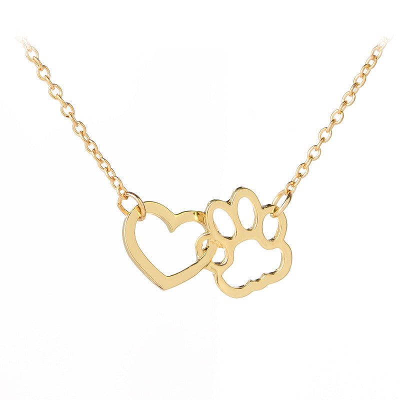 Simple Style Paw Print Heart Shape Alloy Wholesale Pendant Necklace