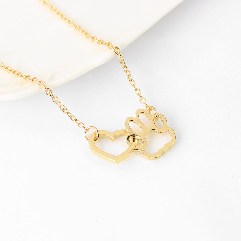 Simple Style Paw Print Heart Shape Alloy Wholesale Pendant Necklace