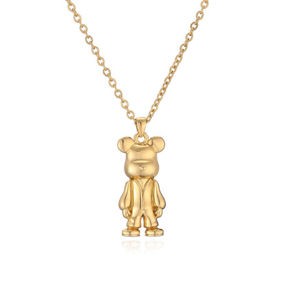 Simple Style Little Bear Stainless Steel Copper Plating Inlay Zircon Pendant Necklace