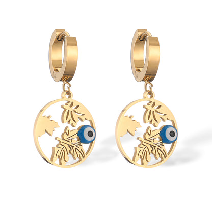 1 Pair Simple Style Devil's Eye Enamel Plating Titanium Steel 18k Gold Plated Drop Earrings