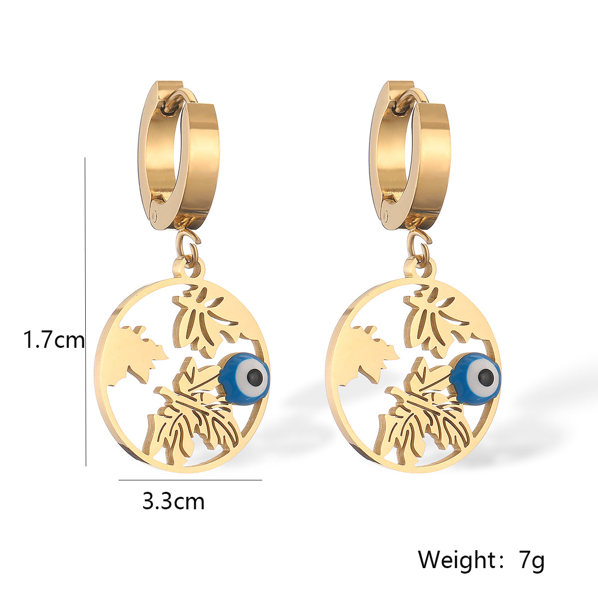 1 Pair Simple Style Devil's Eye Enamel Plating Titanium Steel 18k Gold Plated Drop Earrings