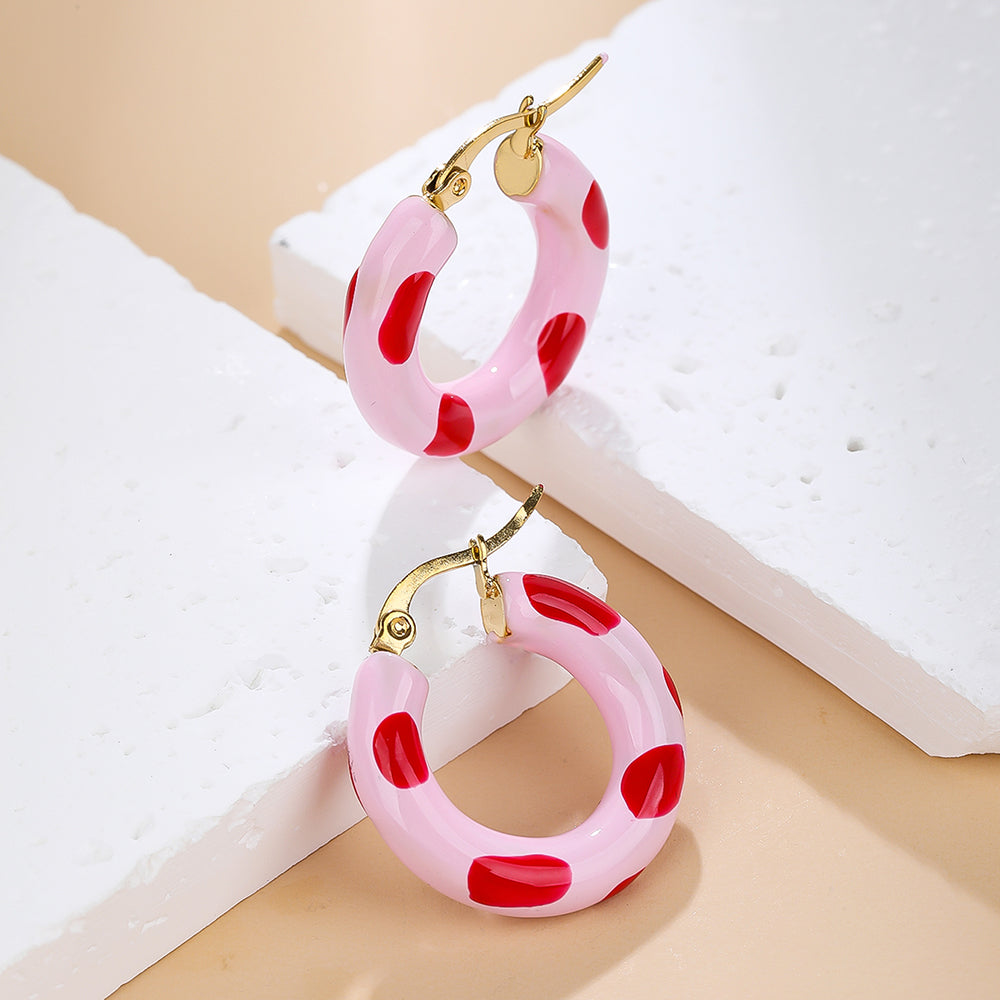 1 Pair Retro Simple Style Geometric Enamel Plating Titanium Steel 18k Gold Plated Hoop Earrings