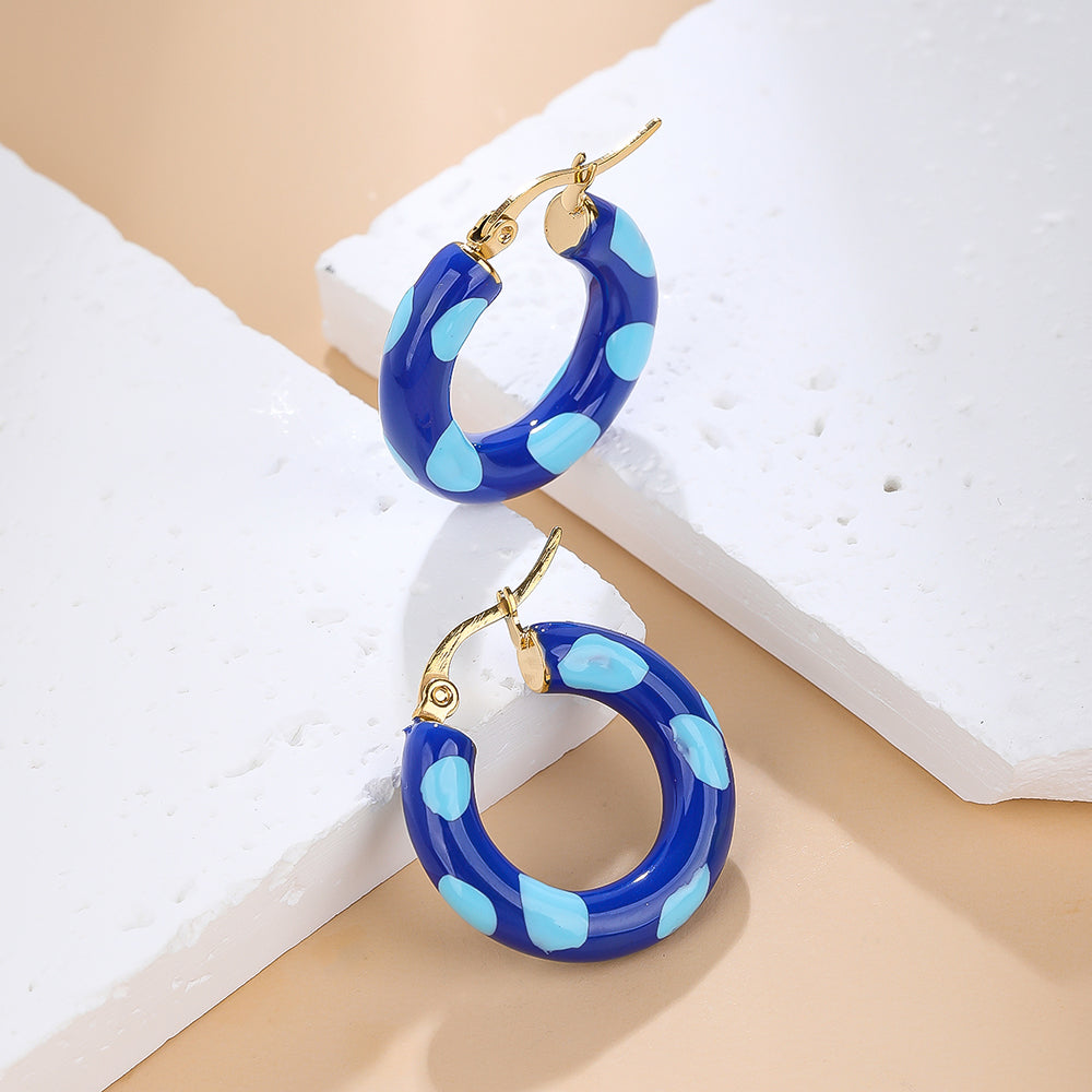 1 Pair Retro Simple Style Geometric Enamel Plating Titanium Steel 18k Gold Plated Hoop Earrings