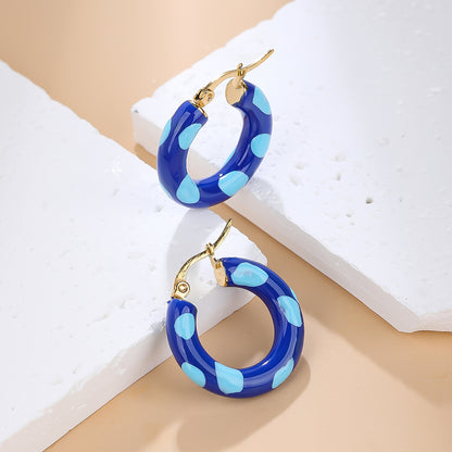 1 Pair Retro Simple Style Geometric Enamel Plating Titanium Steel 18k Gold Plated Hoop Earrings