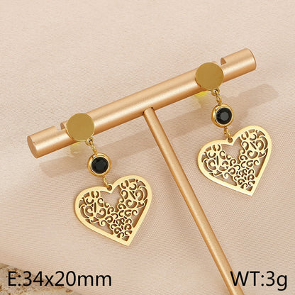 1 Pair Elegant Lady Heart Shape Plating Stainless Steel Drop Earrings