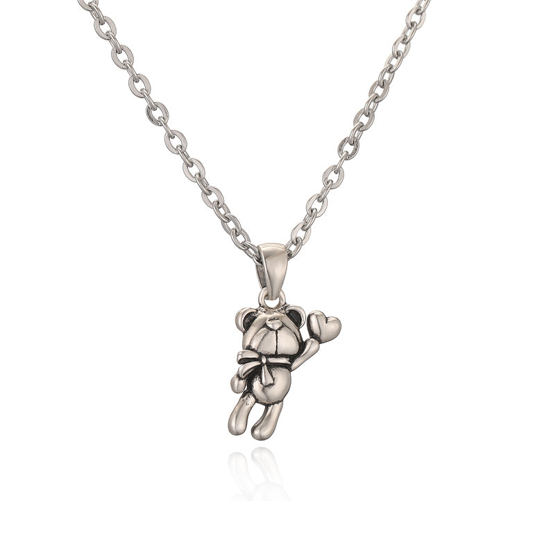 Ig Style Simple Style Bear Stainless Steel Copper Plating Inlay Zircon Pendant Necklace