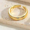 Simple Style Geometric Copper Plating Inlay Shell Zircon 14k Gold Plated Open Rings