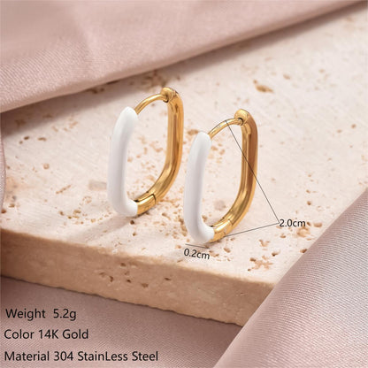 1 Pair Ig Style Simple Style U Shape Polishing Plating Stainless Steel Synthetic Resin 14k Gold Plated Earrings