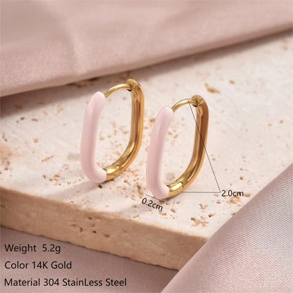 1 Pair Ig Style Simple Style U Shape Polishing Plating Stainless Steel Synthetic Resin 14k Gold Plated Earrings