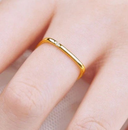 Titanium Steel Gold Small Square Ring Gift Popular Jewelry Titanium Steel Square Ring