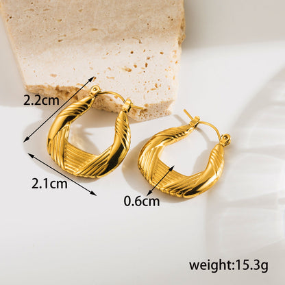 1 Pair Simple Style U Shape Solid Color Plating Stainless Steel 18k Gold Plated Earrings