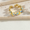 Vintage Style Simple Style Commute Devil's Eye Copper Enamel Plating Inlay Zircon 14k Gold Plated Open Rings