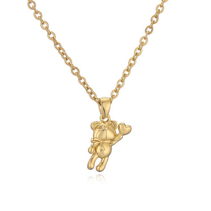 Ig Style Simple Style Bear Stainless Steel Copper Plating Inlay Zircon Pendant Necklace