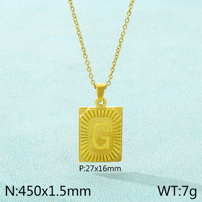 Basic Letter Stainless Steel Plating Pendant Necklace