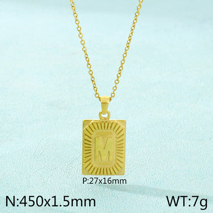 Basic Letter Stainless Steel Plating Pendant Necklace