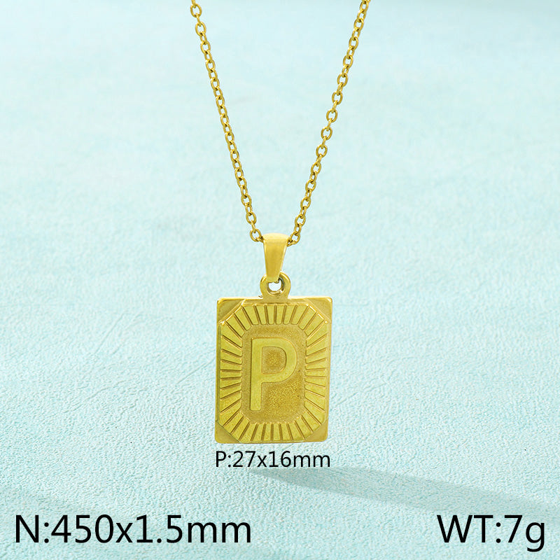 Basic Letter Stainless Steel Plating Pendant Necklace