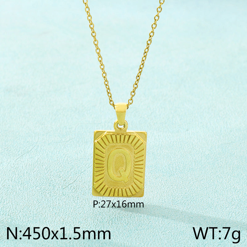 Basic Letter Stainless Steel Plating Pendant Necklace