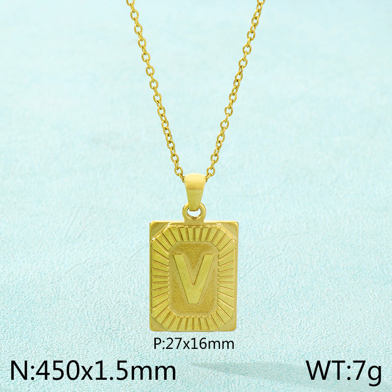 Basic Letter Stainless Steel Plating Pendant Necklace