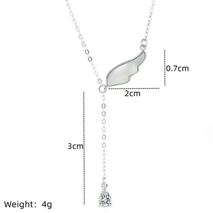 Ig Style Simple Style Electrocardiogram Wings Bow Knot Stainless Steel Copper Plating Inlay Opal Zircon Gold Plated Silver Plated Pendant Necklace