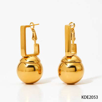 1 Pair Simple Style Ball Polishing Plating Stainless Steel 14k Gold Plated White Gold Plated Gold Plated Drop Earrings