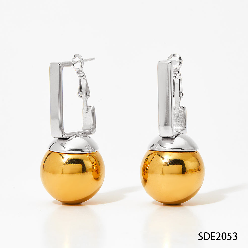 1 Pair Simple Style Ball Polishing Plating Stainless Steel 14k Gold Plated White Gold Plated Gold Plated Drop Earrings