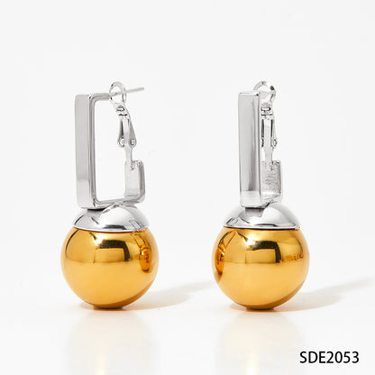 1 Pair Simple Style Ball Polishing Plating Stainless Steel 14k Gold Plated White Gold Plated Gold Plated Drop Earrings