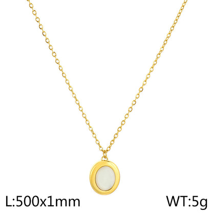 Simple Style Oval Stainless Steel Plating Inlay Opal Gold Plated Jewelry Set