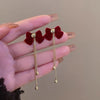 1 Pair Simple Style Heart Shape Inlay Alloy Pearl Drop Earrings