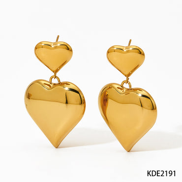 1 Pair Streetwear Heart Shape Polishing Plating Stainless Steel 14k Gold Plated White Gold Plated Gold Plated Drop Earrings