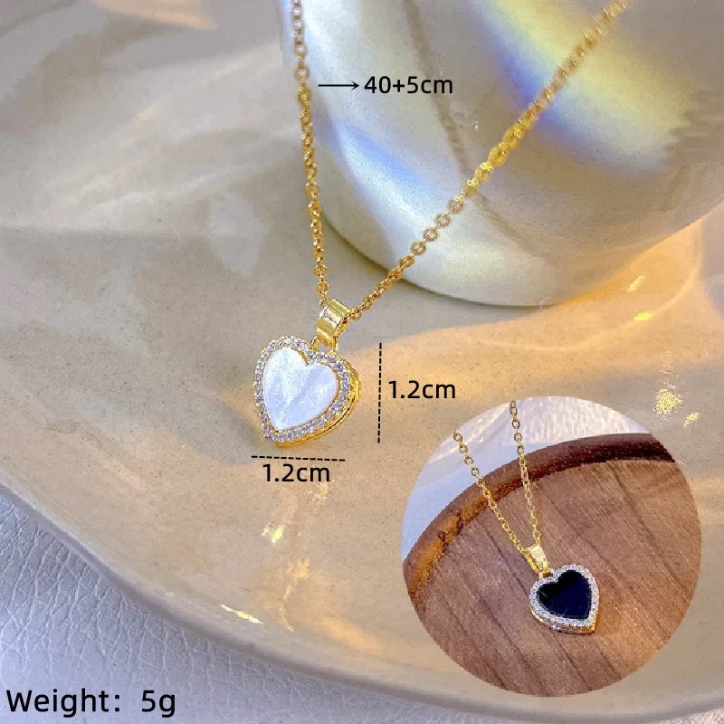 Ig Style Simple Style Heart Shape Wings Lock Titanium Steel Copper Plating Inlay Zircon Gold Plated Pendant Necklace