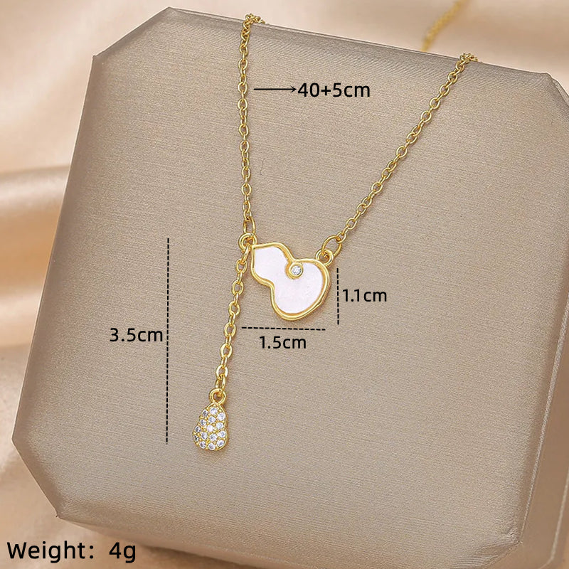 Ig Style Simple Style Heart Shape Wings Lock Titanium Steel Copper Plating Inlay Zircon Gold Plated Pendant Necklace