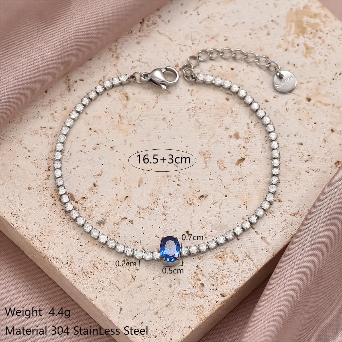 Glam Simple Style Cross Round Oval Stainless Steel Inlay Zircon Bracelets