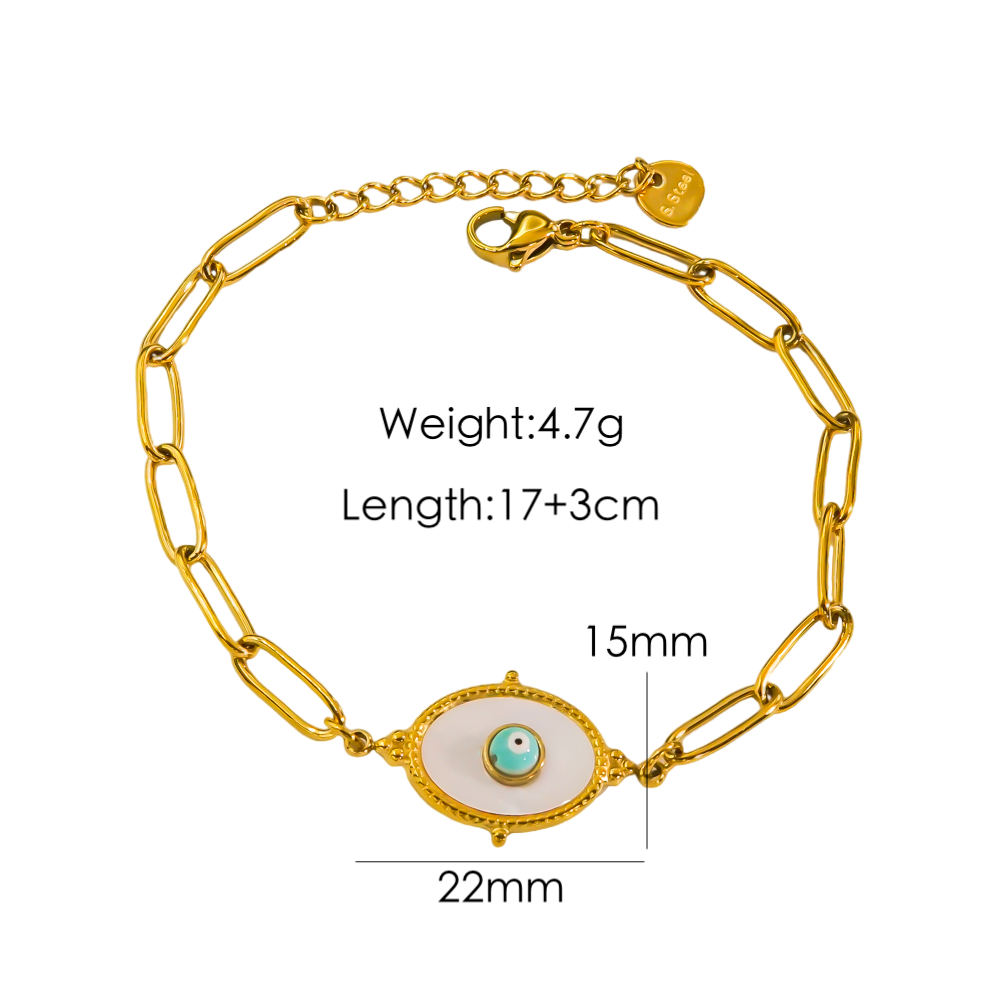 Ig Style Retro Eye Stainless Steel Plating Inlay Shell 14k Gold Plated Bracelets Earrings Necklace