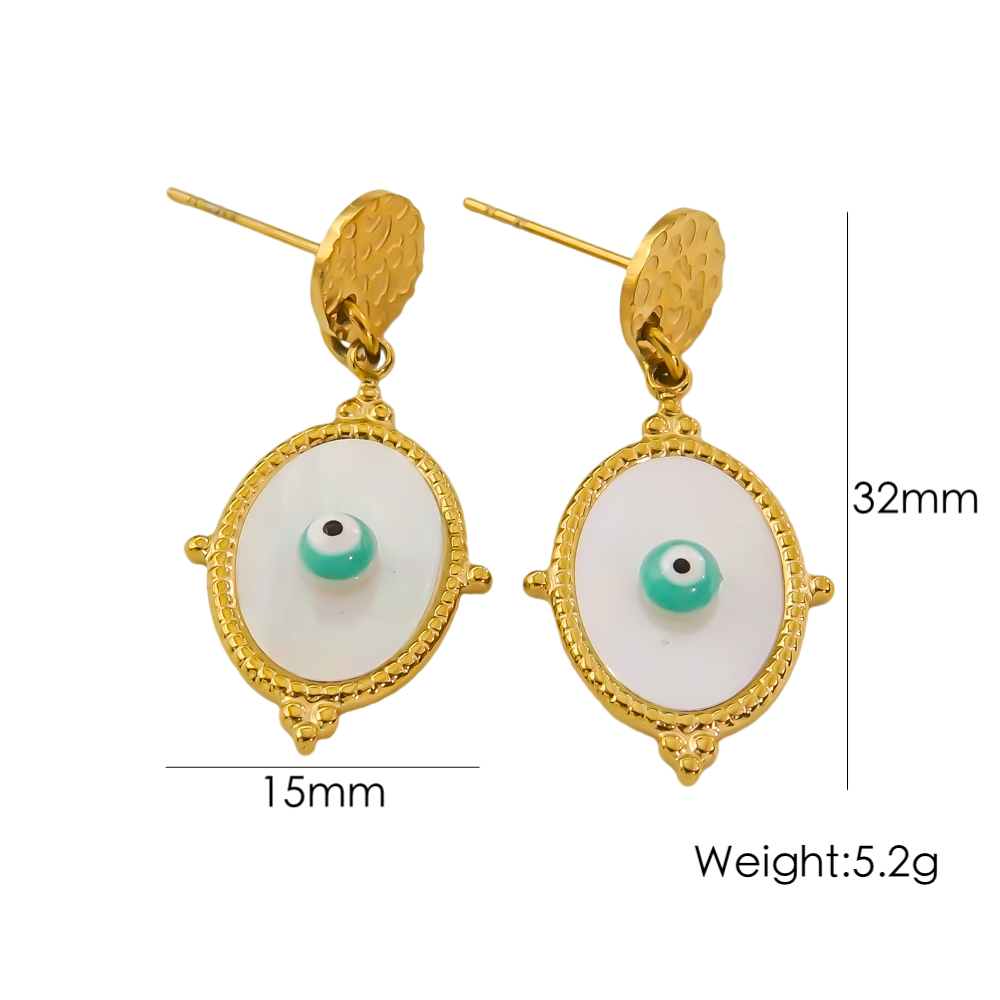 Ig Style Retro Eye Stainless Steel Plating Inlay Shell 14k Gold Plated Bracelets Earrings Necklace